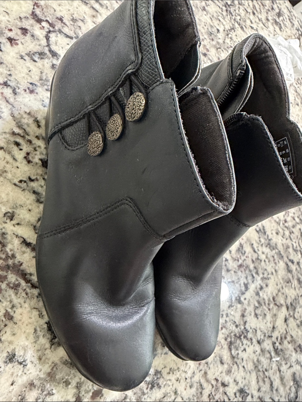 Clarks Black Women's Ankle Booties with Decorative Button Detail